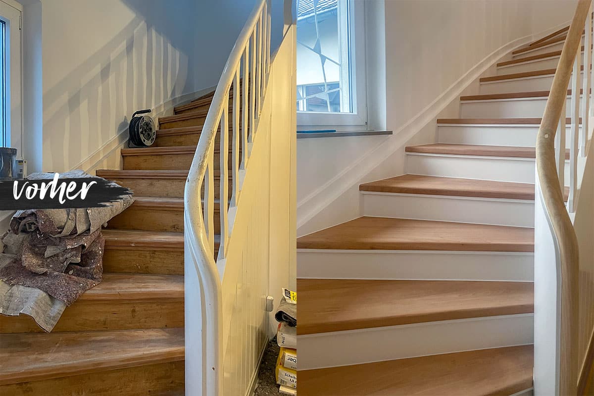 Vorher und Nachher einer Treppe